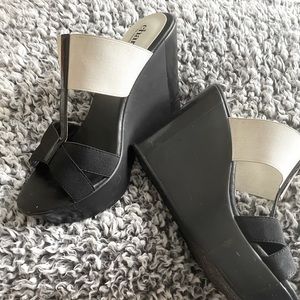 Charles by Charles David Black And White Wedges Slightly loved w/ original box
